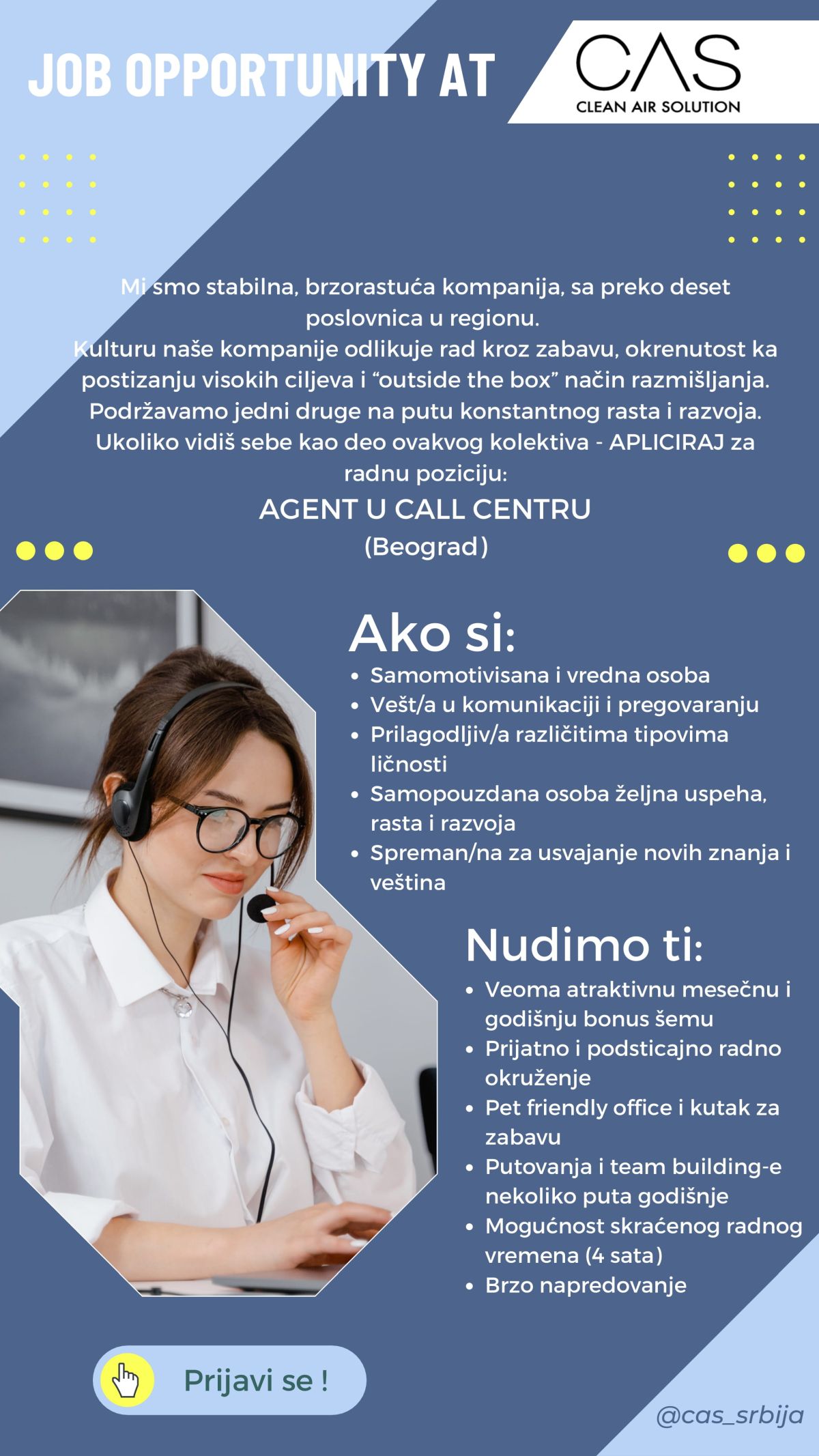 Agent u call centru Clean Air Solution